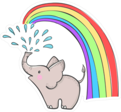 Elephant Spraying Water And Rainbow Sticker