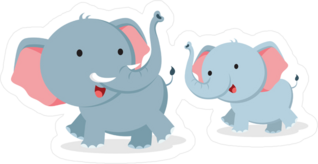Elephant Walking Cub Sticker