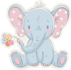 Elephant With A Flower Sticker