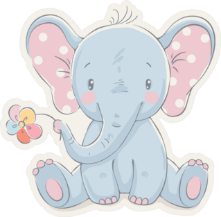 Elephant With A Flower Sticker