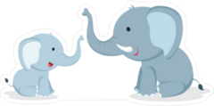 Elephant With Cub Sticker