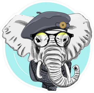 Elephant With Grey Beret Sticker