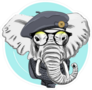 Elephant With Grey Beret Sticker