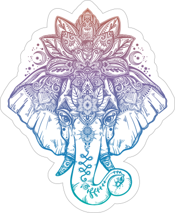 Elephant with Lotus Flower Boho Sticker