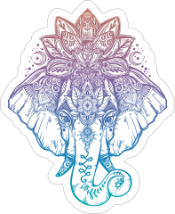 Elephant with Lotus Flower Boho Sticker