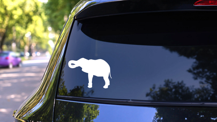 Elephant With Trunk In Mouth Sticker on a Rear Car Window (New) example