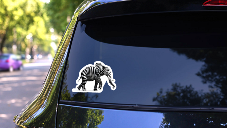 Elephant With Zebra Skin Sticker on a Rear Car Window (New) example