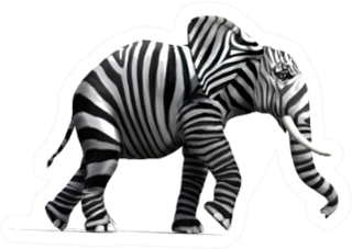 Elephant With Zebra Skin Sticker