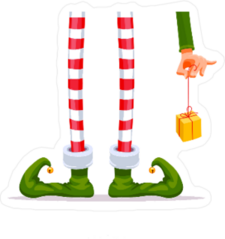 Elf Legs and Hand with Gift Sticker