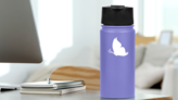 Eloquent Butterfly Flying Sticker on a Water Bottle (New) example