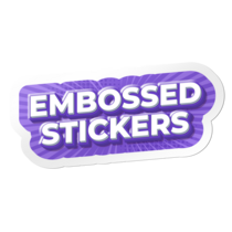 Image of embossed sticker with raised text.