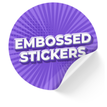 Image of embossed sticker with raised text.