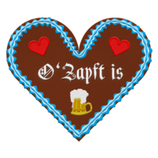Embroidered German Oktoberfest Gingerbread Heart Sticker
