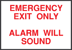 Emergency Exit Only Alarm Will Sound Sign Sticker