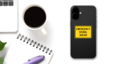Emergency Signal Ahead Sticker on a Phone (New) example