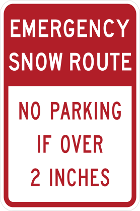 Emergency Snow Route No Parking If Over 2 Inches Sticker