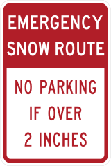 Emergency Snow Route No Parking If Over 2 Inches Sticker