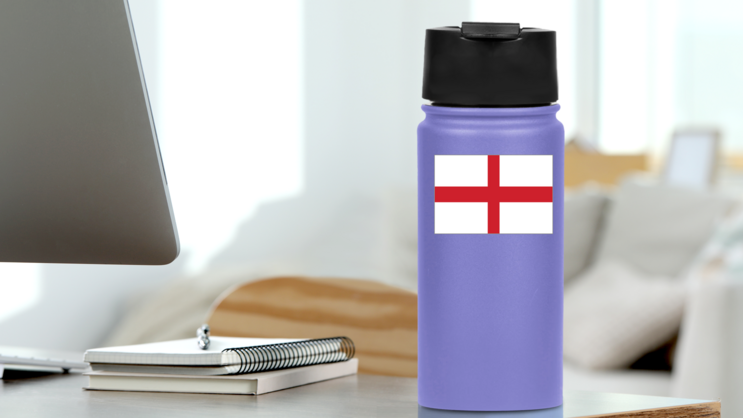 England Flag Sticker on a Water Bottle (New) example