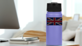 English Cannabis Flag Sticker on a Water Bottle (New) example