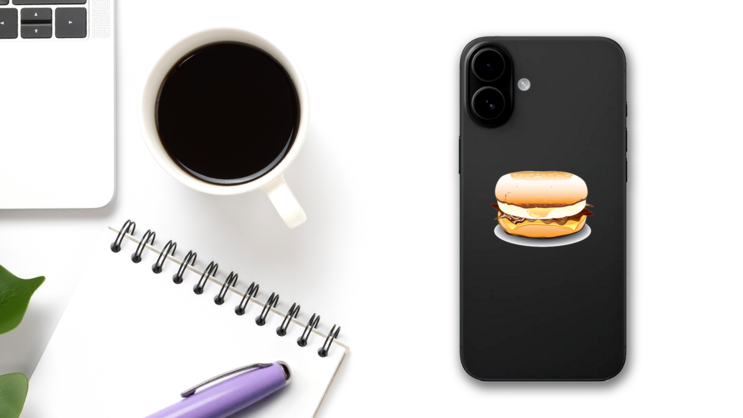 English Muffin Sandwich With Bacon, Egg And Cheese. on a Phone (New) example