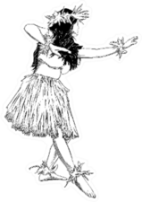 Engraved Style Illustration Hula Dancer Black Isolated Sticker