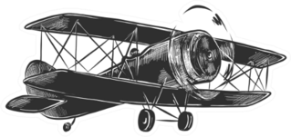 Engraved Style Illustration Sketch Of Airplane Sticker