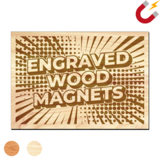 Example of a custom design engraved on a wooden magnet