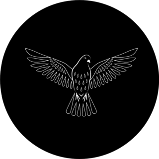 Engraving Of Stylized Dove On Black Background Sticker