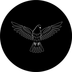 Engraving Of Stylized Dove On Black Background Sticker