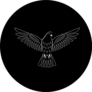 Engraving Of Stylized Dove On Black Background Sticker