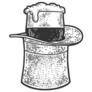 Engraving Sketch of Beer inside Top Hat Sticker