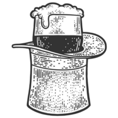 Engraving Sketch of Beer inside Top Hat Sticker