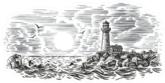 Engraving Style Illustration Of Lighthouse Beacon Sticker
