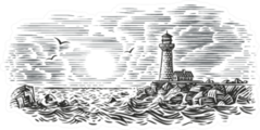 Engraving Style Illustration Of Lighthouse Beacon Sticker