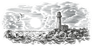Engraving Style Illustration Of Lighthouse Beacon Sticker