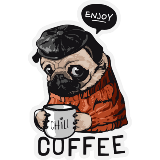 Enjoy Coffee  With A Pug Sticker
