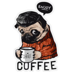 Enjoy Coffee  With A Pug Sticker