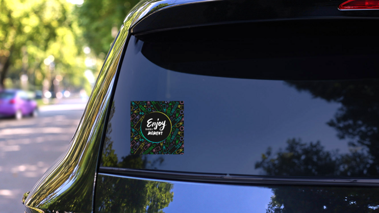 Enjoy Every Moment Vape Sticker on a Rear Car Window (New) example