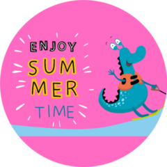 Enjoy Summertime With Cute Water Skiing Monster Sticker