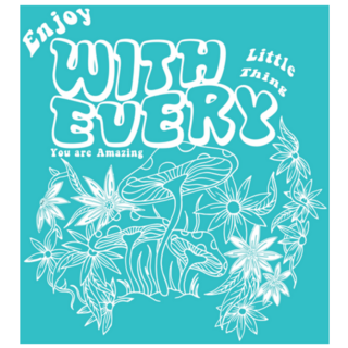 Enjoy With Every Little Thing 60s Slogan Blue Sticker
