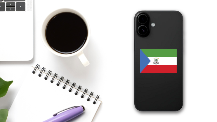 Equatorial Guinea Flag Sticker on a Phone (New) example