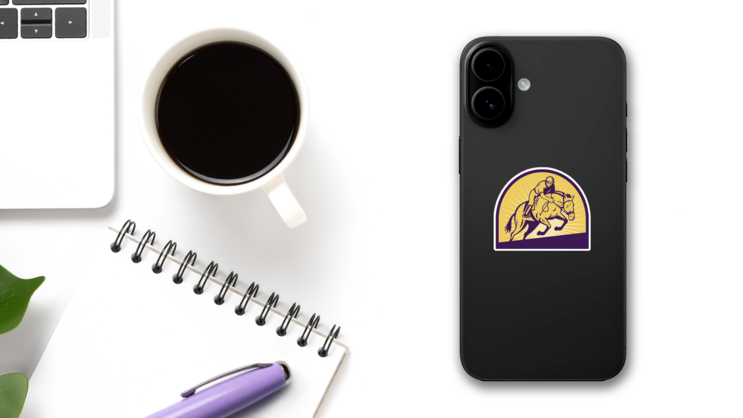 Equestrian Show Jumping Sticker on a Phone (New) example