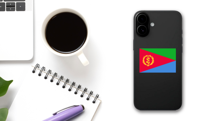 Eritrea Country Flag Sticker on a Phone (New) example