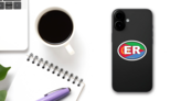Eritrea Er Flag Oval Sticker on a Phone (New) example