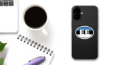 Estonia Ee Flag Oval Sticker on a Phone (New) example