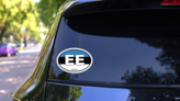 Estonia Ee Flag Oval Sticker on a Rear Car Window (New) example