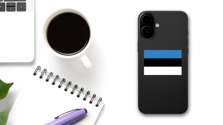 Estonia Flag Sticker on a Phone (New) example