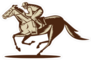 Etched Illustration Of A Horse And Jockey Racing Sticker