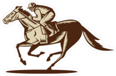 Etched Illustration Of A Horse And Jockey Racing Sticker