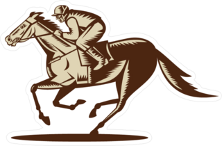 Etched Illustration Of A Horse And Jockey Racing Sticker
